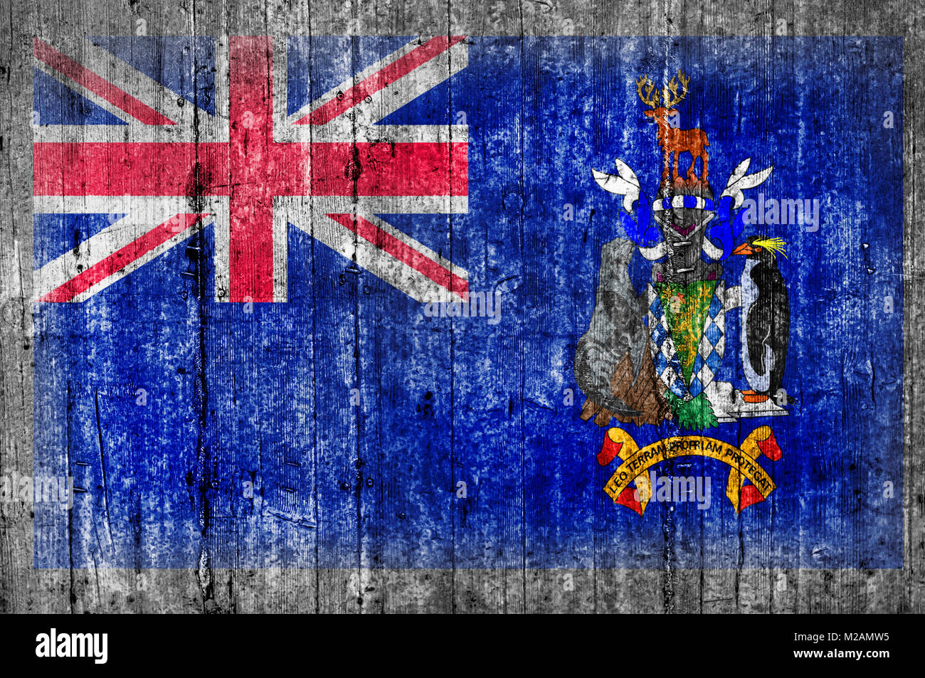 La Géorgie du Sud et les îles Sandwich du Sud drapeau sur mur en béton.jpg Banque D'Images
