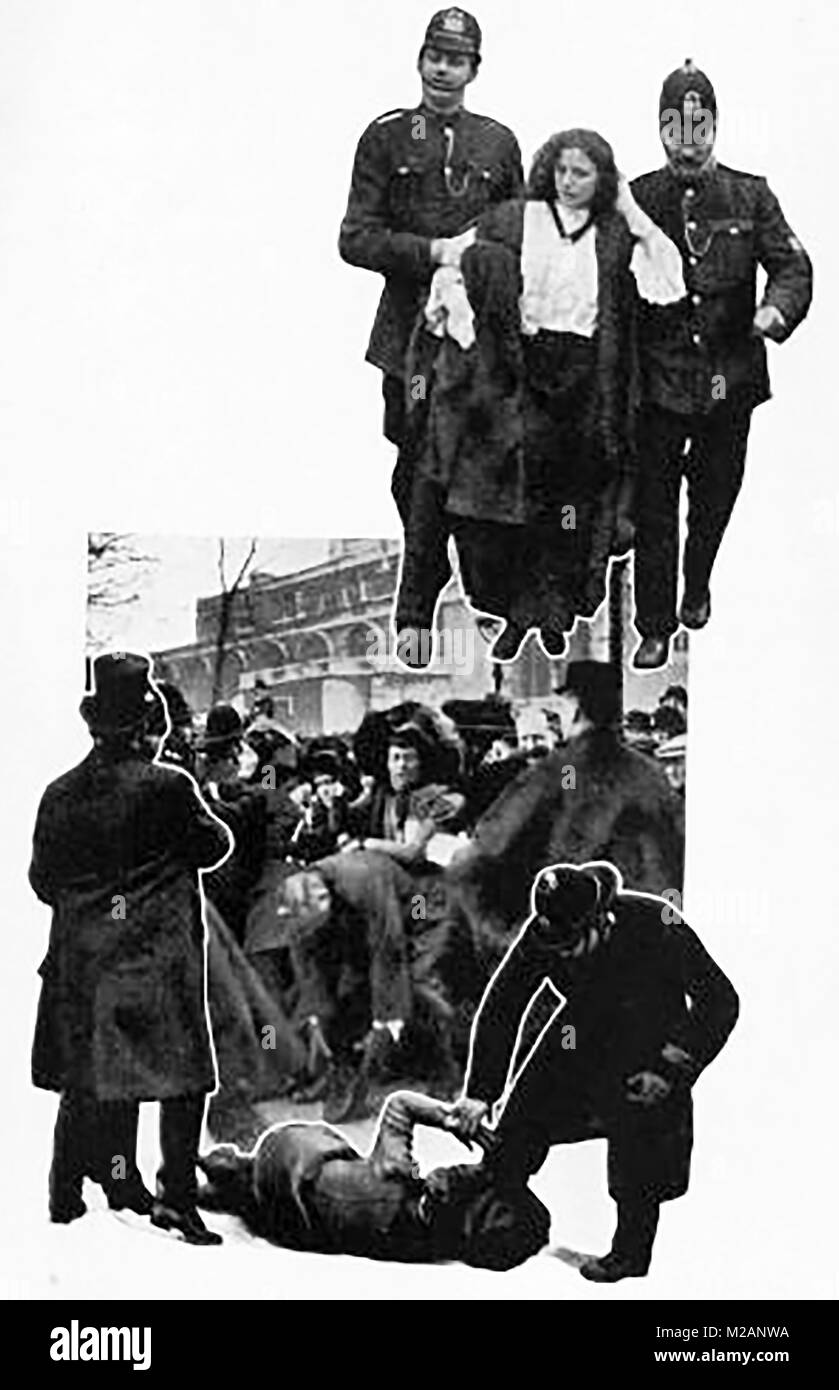 Les suffragettes Le Vendredi Noir - Novembre 1910 manifestations (à partir d'une publication de l'époque) Banque D'Images