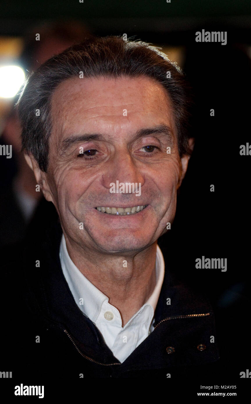 04/02/2018 Italie, Lombardie, Crema, Attilio Fontana candidat dans la Lombardie 2018 Élections Régionales Banque D'Images