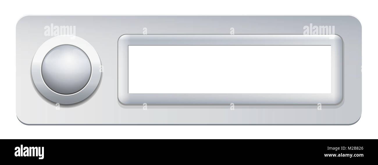 Sonnette avec bouton poussoir et plaque nom vierge - illustration sur fond blanc. Banque D'Images