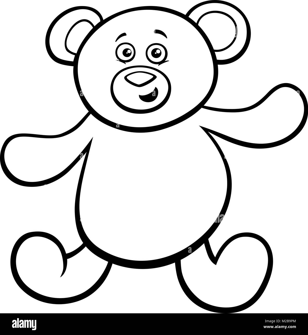 Illustration Cartoon noir et blanc d'adorables ours en peluche jouet Coloriage de caractères Illustration de Vecteur