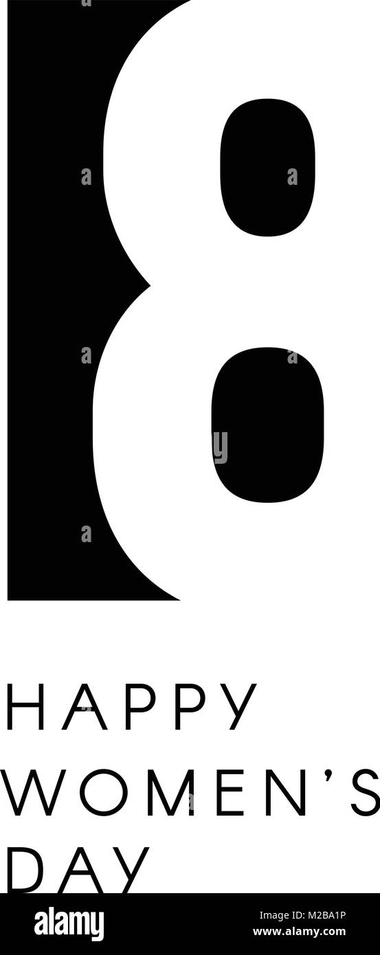 Heureux womens day sign. L'espace négatif noir logo Vector. Illustration de Vecteur