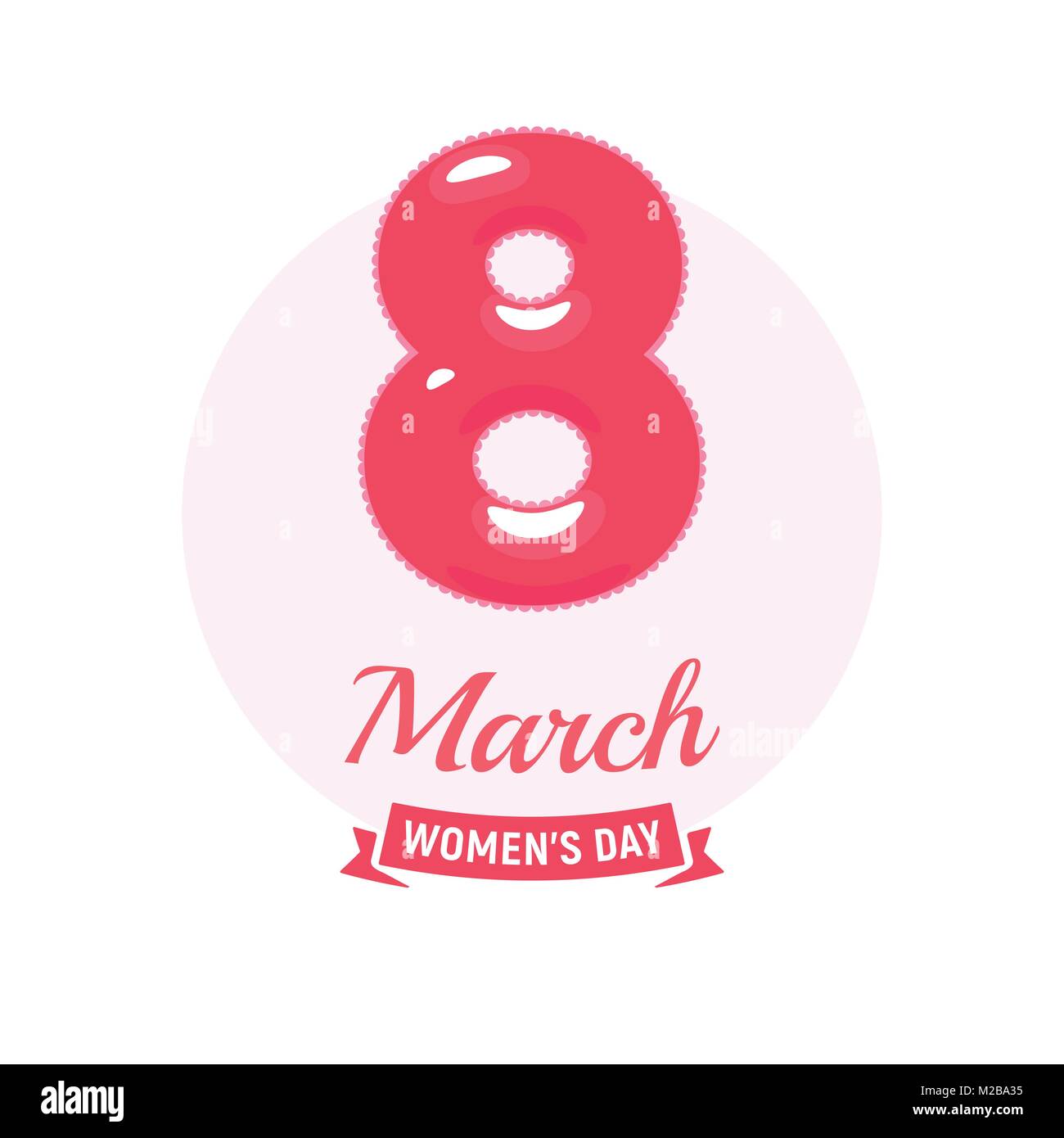 8 mars journée de la femme, logo, icône couleur pastels tendres punchy, cartoon vector signe isolé. Illustration de Vecteur