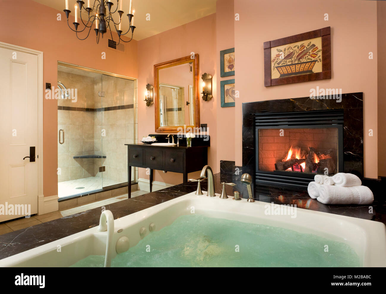 Baignoire et douche de luxe,Hermannhoff Inn and Winery, Hermann, Missouri Banque D'Images