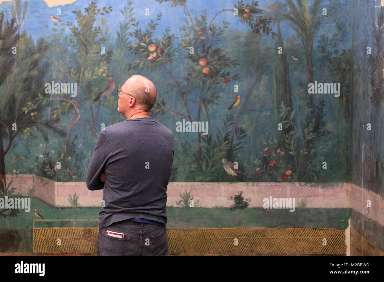 Fresque romaine dans les musées National Romain,Palazzo Massimo. Banque D'Images