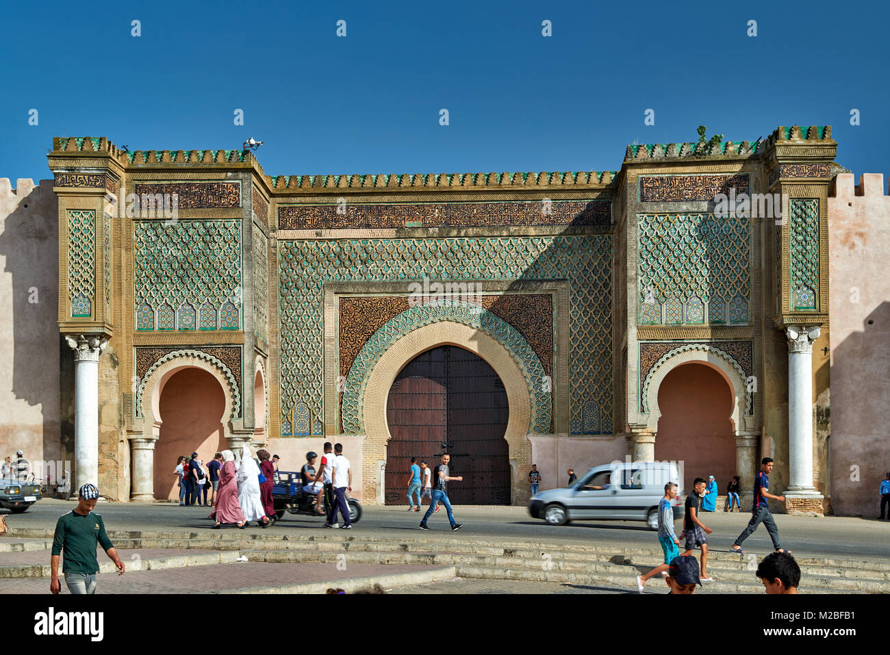 Bab Mansour porte de ville, Meknès, Maroc, Afrique Banque D'Images