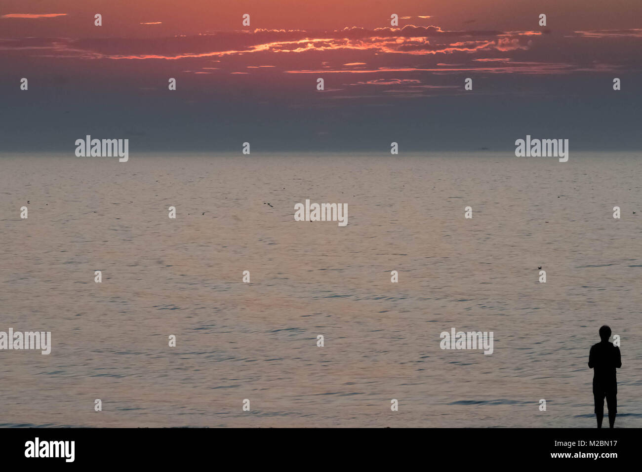 Coucher du soleil à Heacham, Norfolk UK Banque D'Images