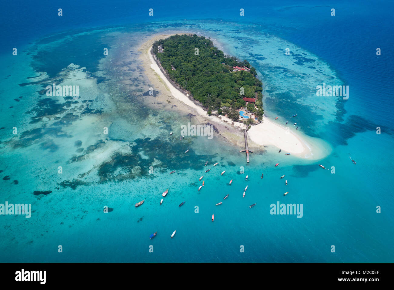 Vue aérienne de l'île de prison, Zanzibar Banque D'Images