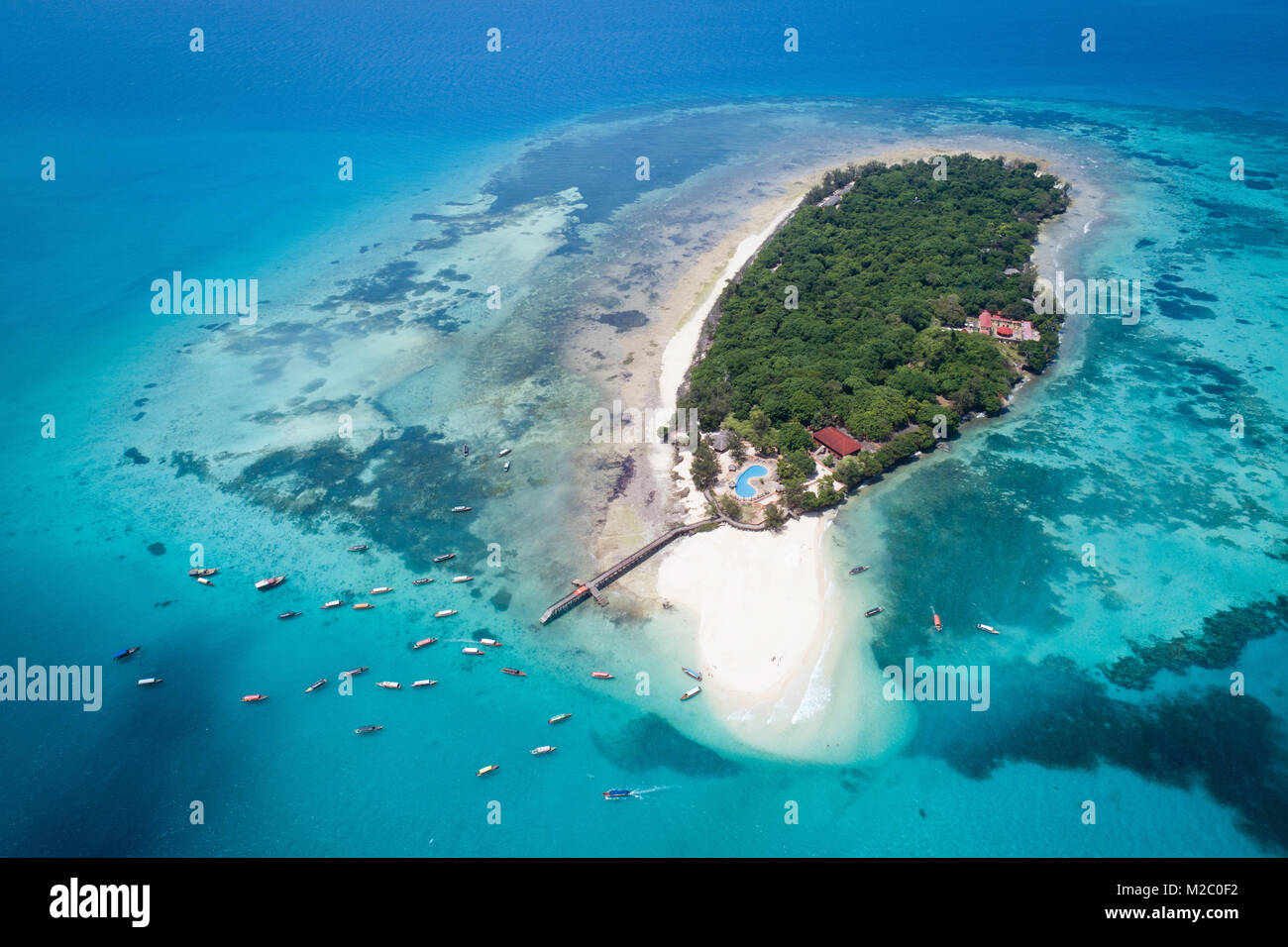 Vue aérienne de l'île de prison, Zanzibar Banque D'Images