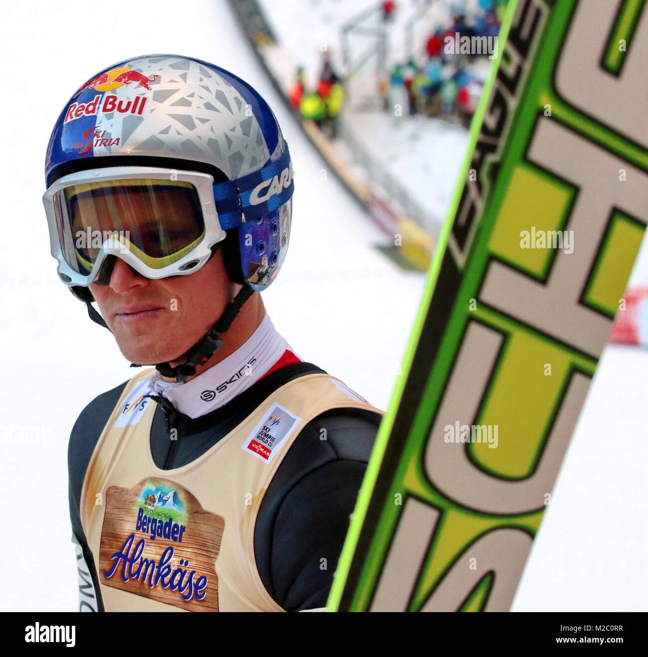 Verschmitzte Olympiasieger Das Lächeln von Thomas Morgenstern - Weltcup Skispringen Titisee-Neustadt - 1. Wettkampf 14.12.13 Banque D'Images