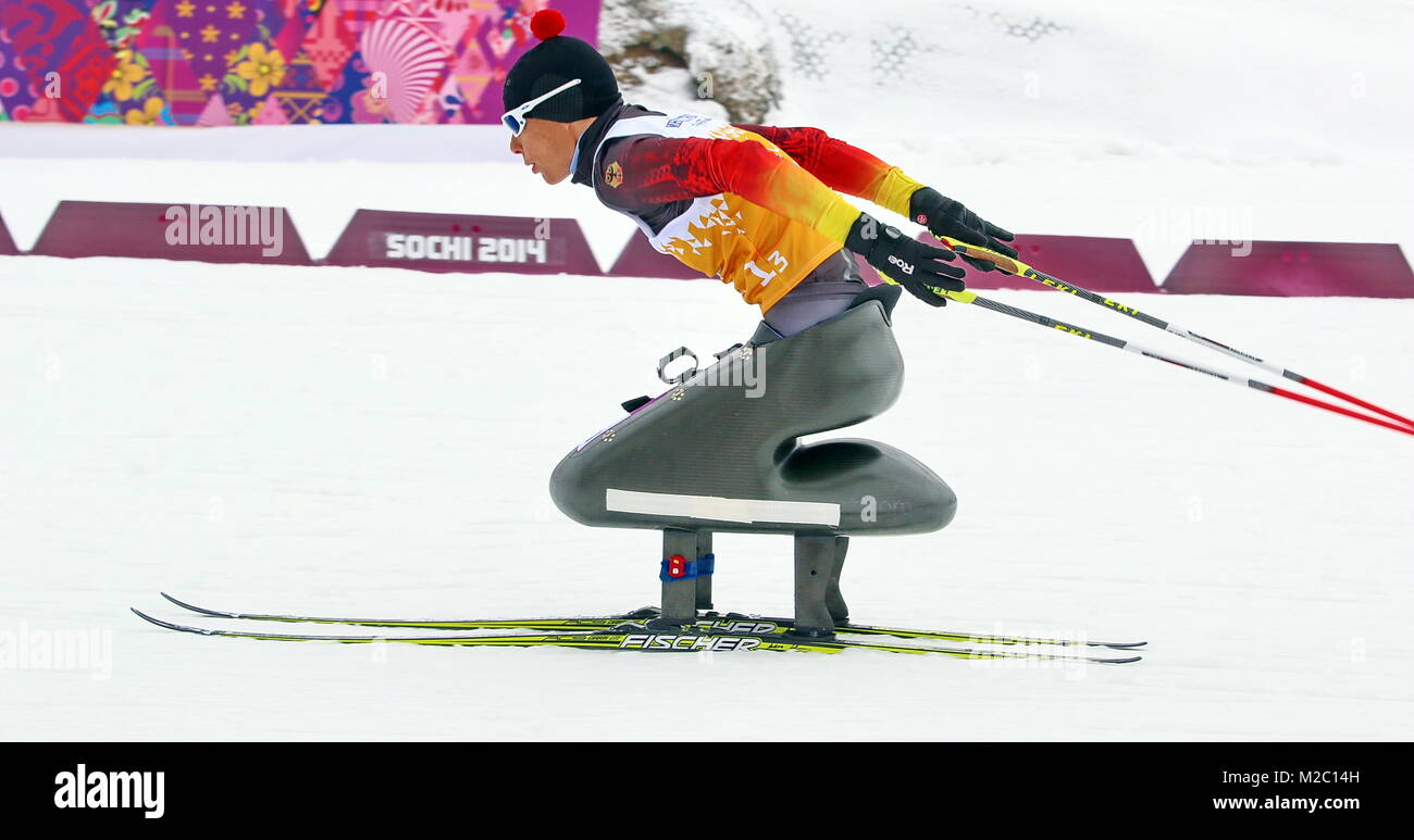 Andrea ESKAU - Mixed-Staffel - 8. Jeux paralympiques 2014 / Wettkampftag Sotschi Jeux paralympiques d'hiver de Sotchi 2014 Banque D'Images