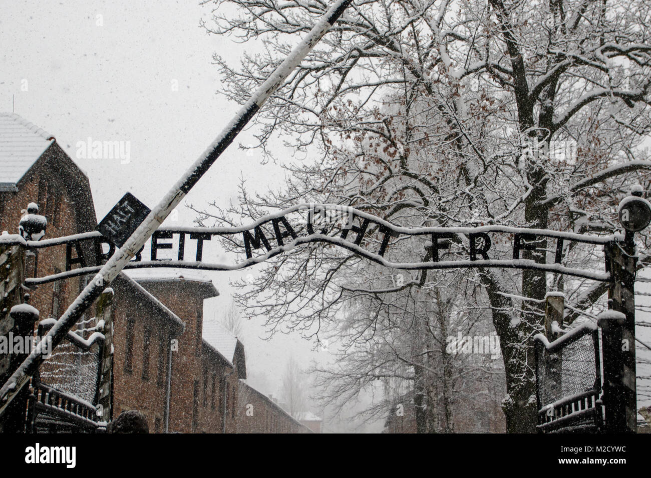 Auschwitz, Malopolskie / Pologne - 04 févr. 2018 : Auschwitz Birkenau, camp de concentration et d'extermination nazis. Banque D'Images