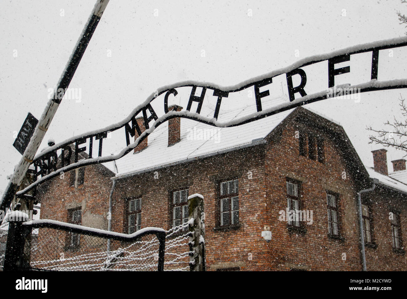 Auschwitz, Malopolskie / Pologne - 04 févr. 2018 : Auschwitz Birkenau, camp de concentration et d'extermination nazis. Banque D'Images