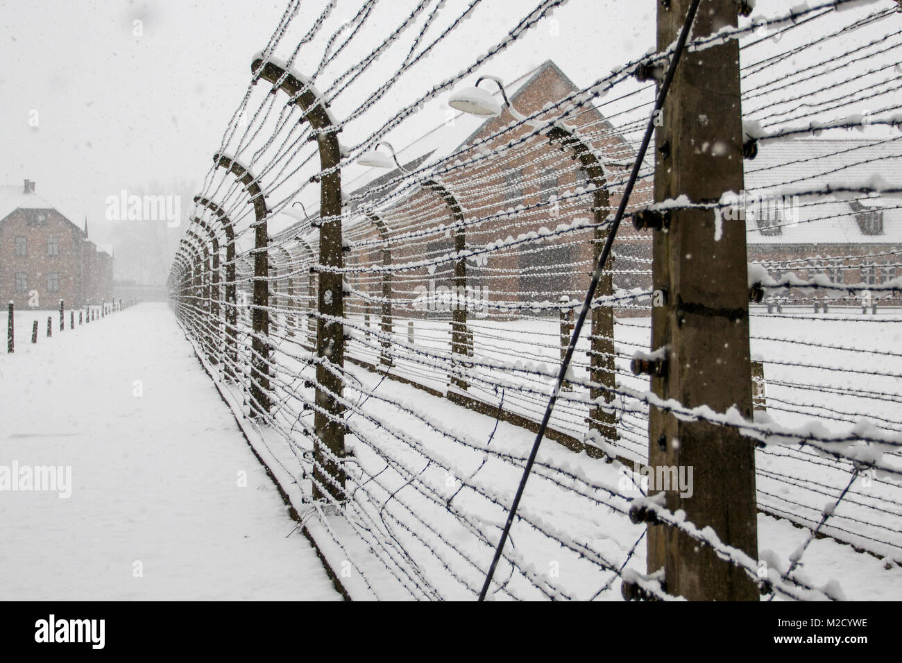 Auschwitz, Malopolskie / Pologne - 04 févr. 2018 : Auschwitz Birkenau, camp de concentration et d'extermination nazis. Banque D'Images