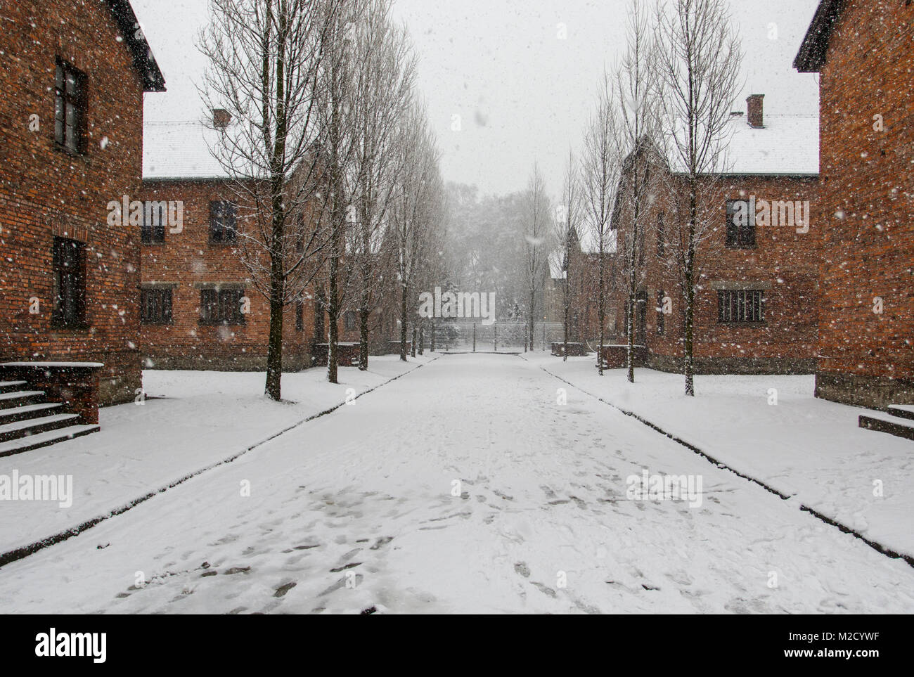 Auschwitz, Malopolskie / Pologne - 04 févr. 2018 : Auschwitz Birkenau, camp de concentration et d'extermination nazis. Banque D'Images