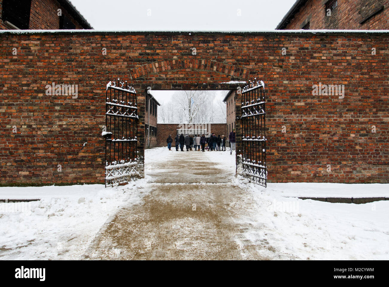 Auschwitz, Malopolskie / Pologne - 04 févr. 2018 : Auschwitz Birkenau, camp de concentration et d'extermination nazis. Banque D'Images