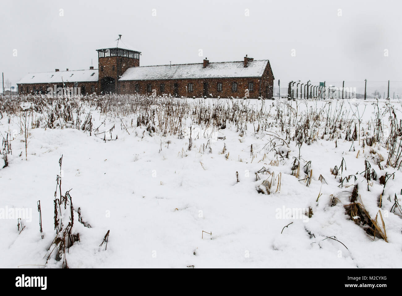 Auschwitz, Malopolskie / Pologne - 04 févr. 2018 : Auschwitz Birkenau, camp de concentration et d'extermination nazis. Banque D'Images