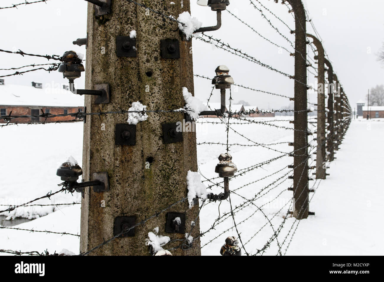 Auschwitz, Malopolskie / Pologne - 04 févr. 2018 : Auschwitz Birkenau, camp de concentration et d'extermination nazis. Banque D'Images
