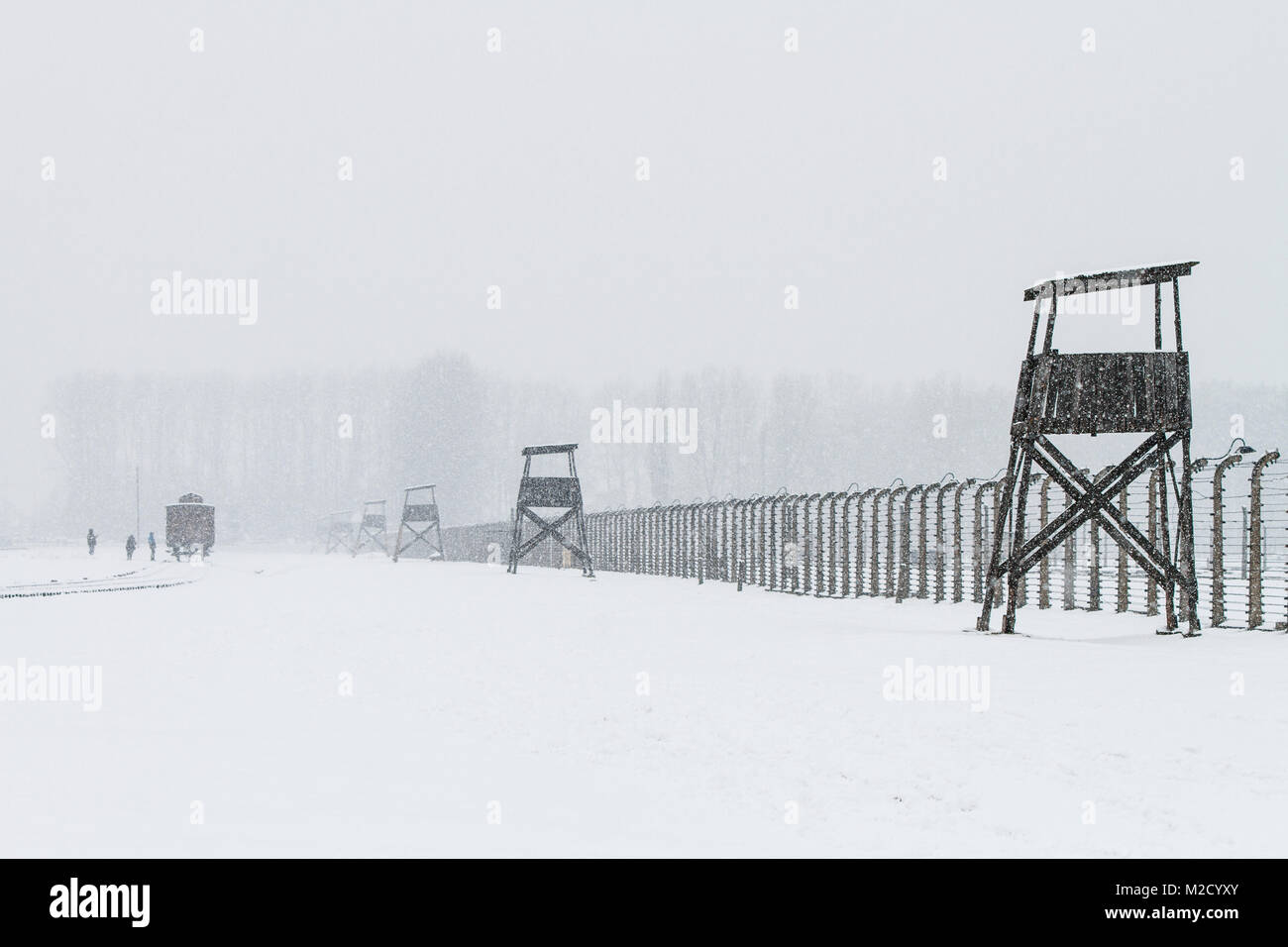 Auschwitz, Malopolskie / Pologne - 04 févr. 2018 : Auschwitz Birkenau, camp de concentration et d'extermination nazis. Banque D'Images