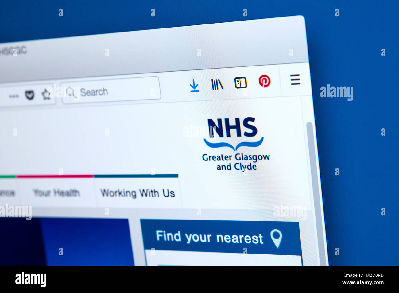 Londres, Royaume-Uni - 15 janvier 2018 : La page d'accueil du site web officiel de la NHS Greater Glasgow and Clyde, le 15 janvier 2018. Banque D'Images