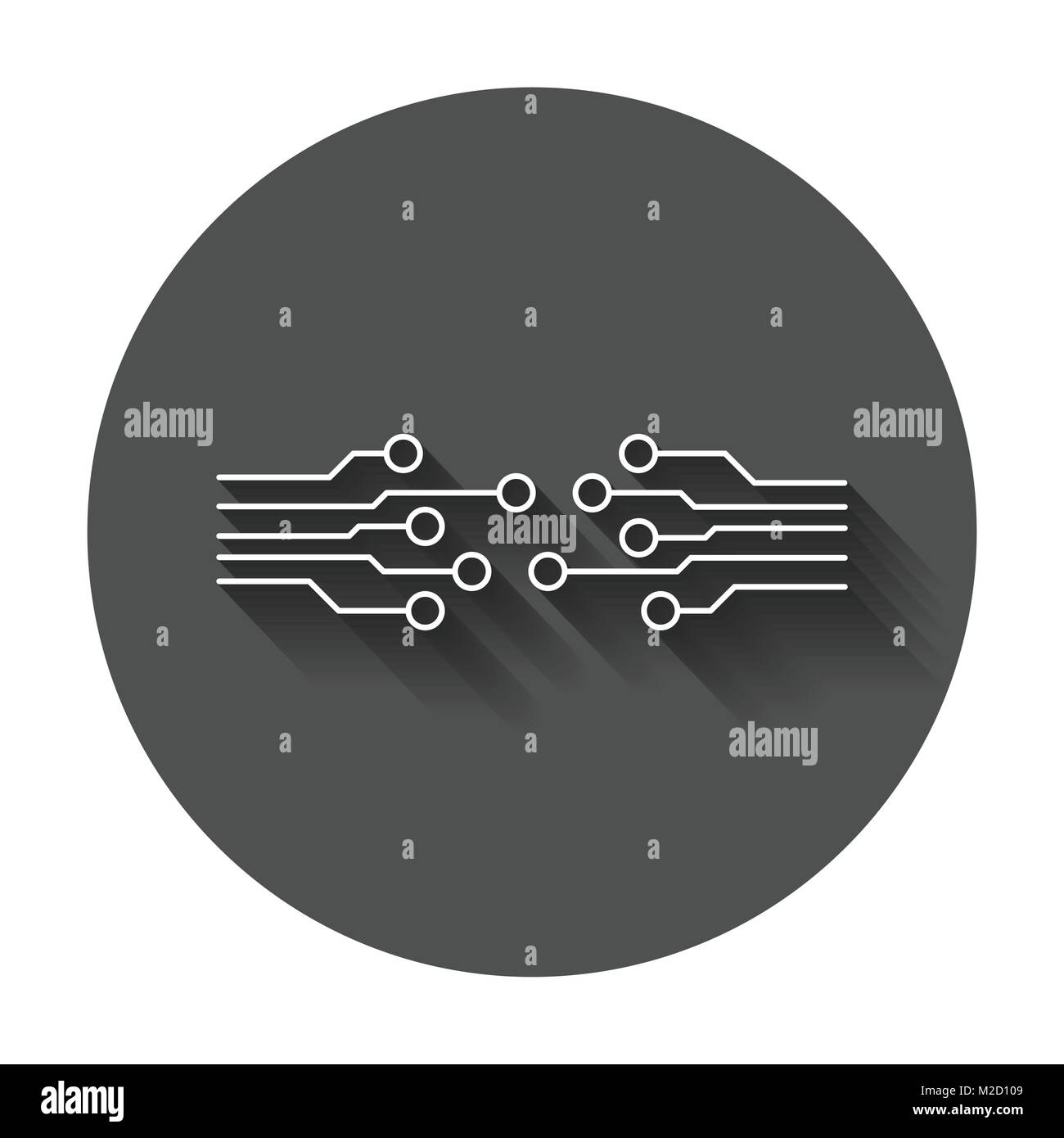 L'icône de la carte de circuits imprimés. Schéma de la technologie télévision symbole avec ombre portée de l'illustration vectorielle. Illustration de Vecteur