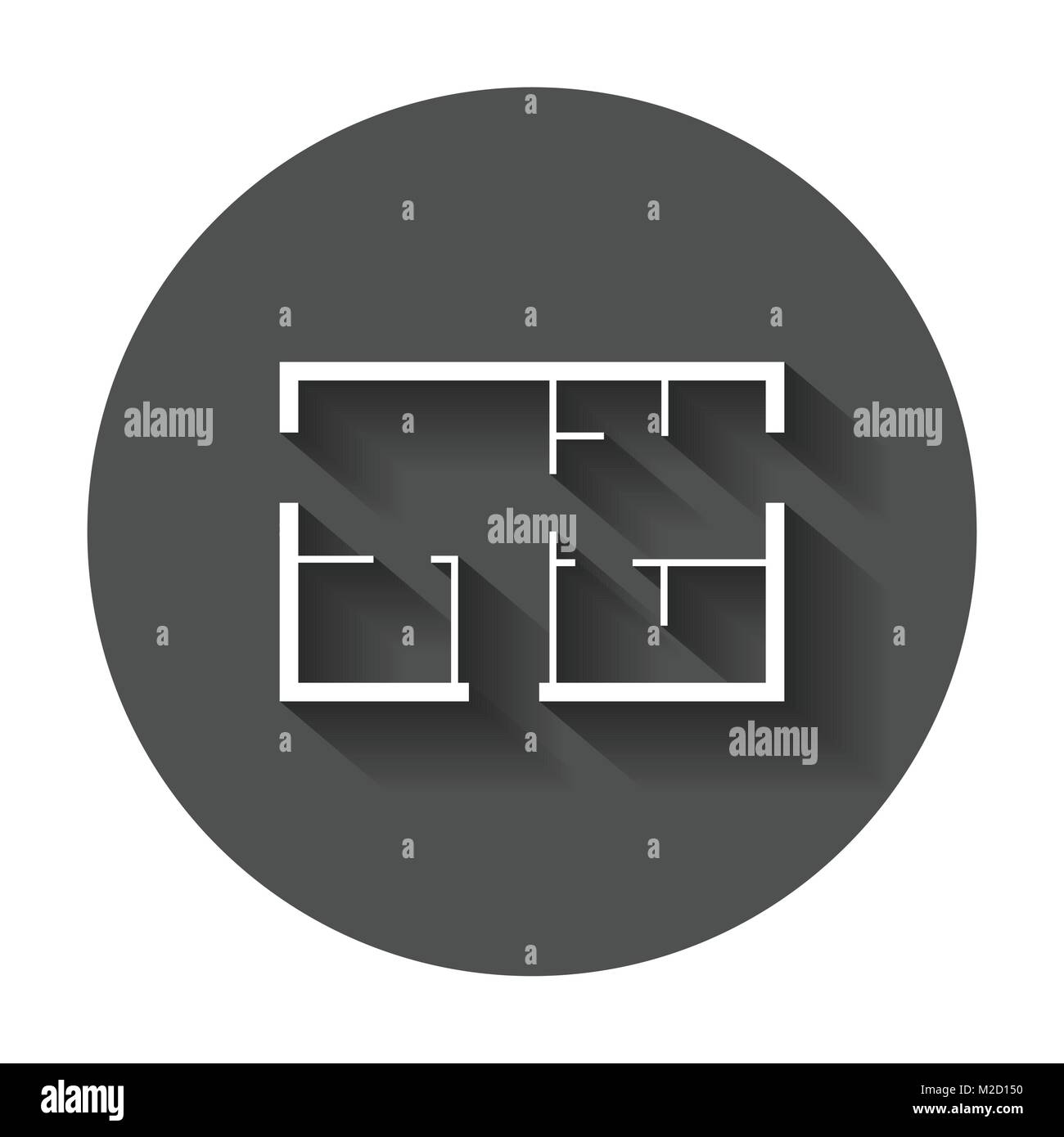 Plan de maison télévision simple icône. Avec l'ombre portée de l'illustration vectorielle. Illustration de Vecteur