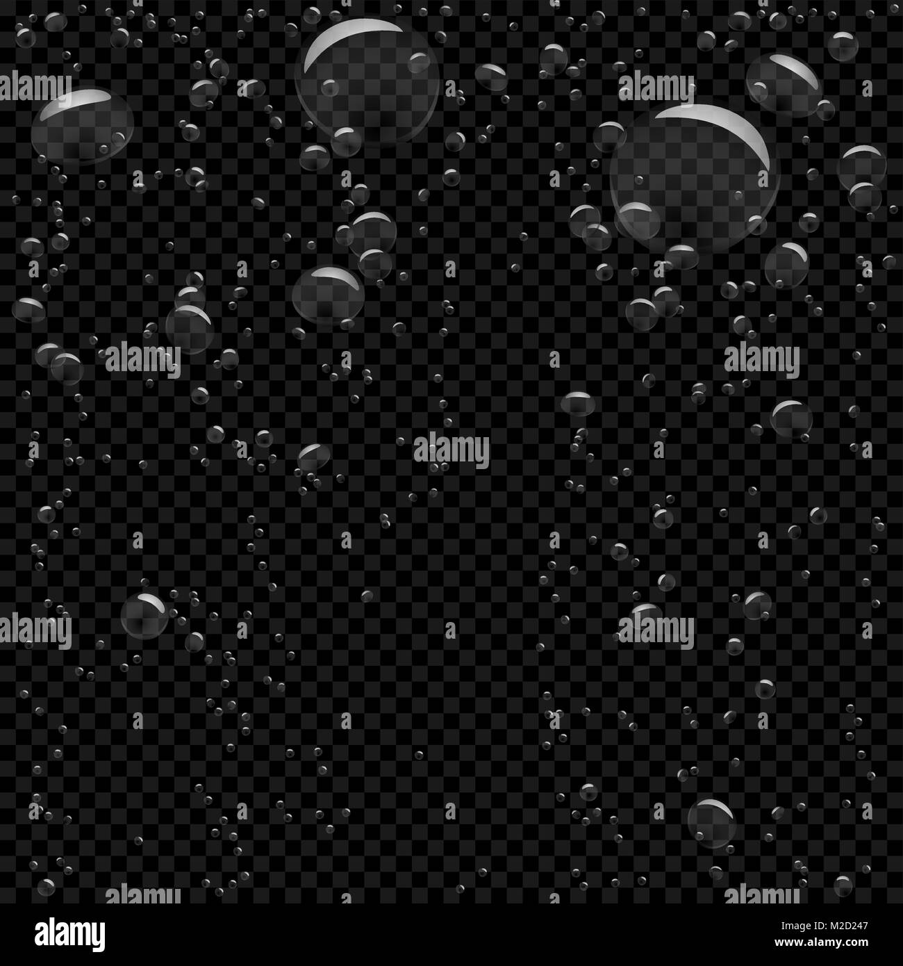 Bulles d'eau dans le noir transparent Illustration de Vecteur