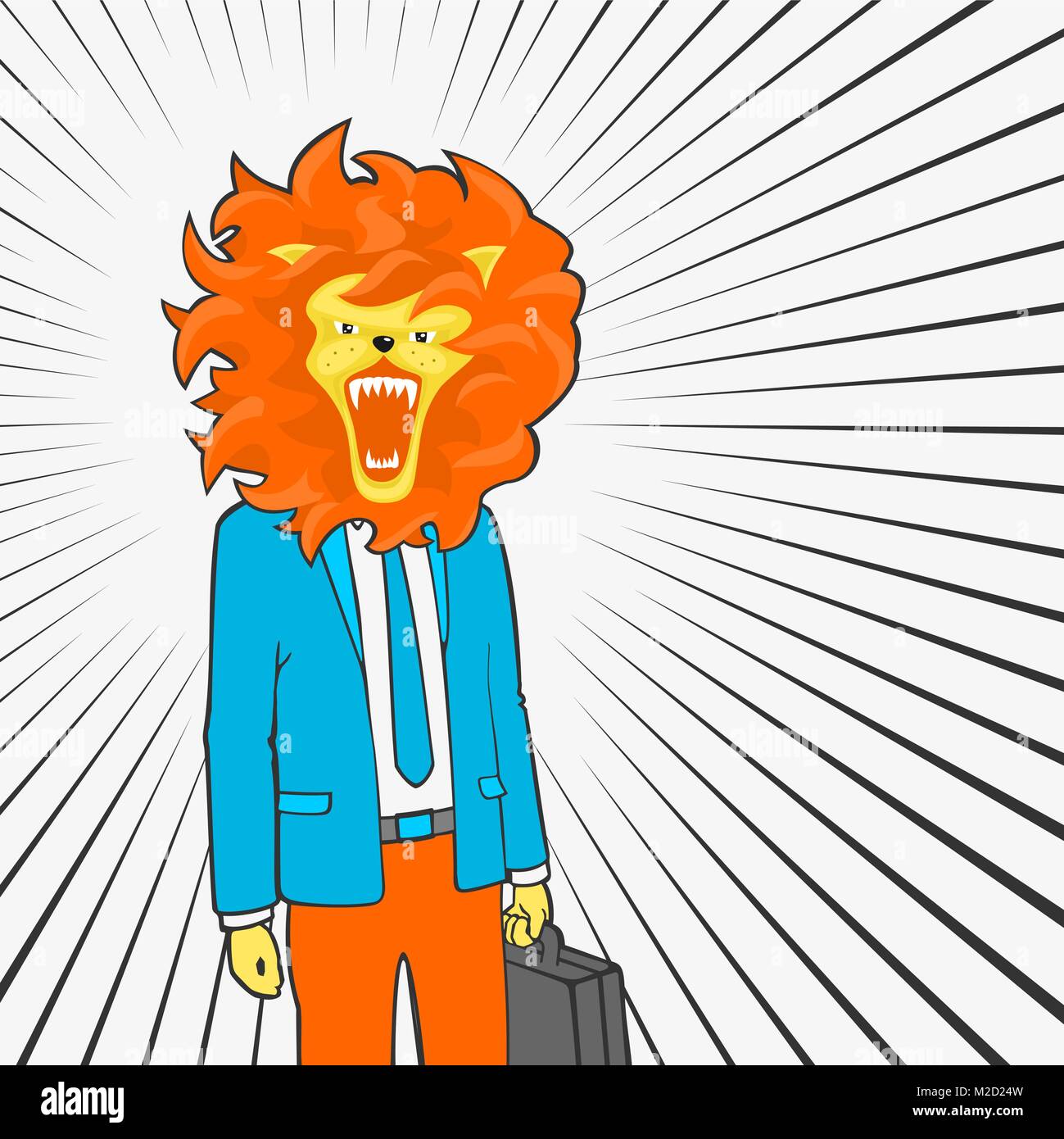 Cartoon businessman avec tête de lion Illustration de Vecteur