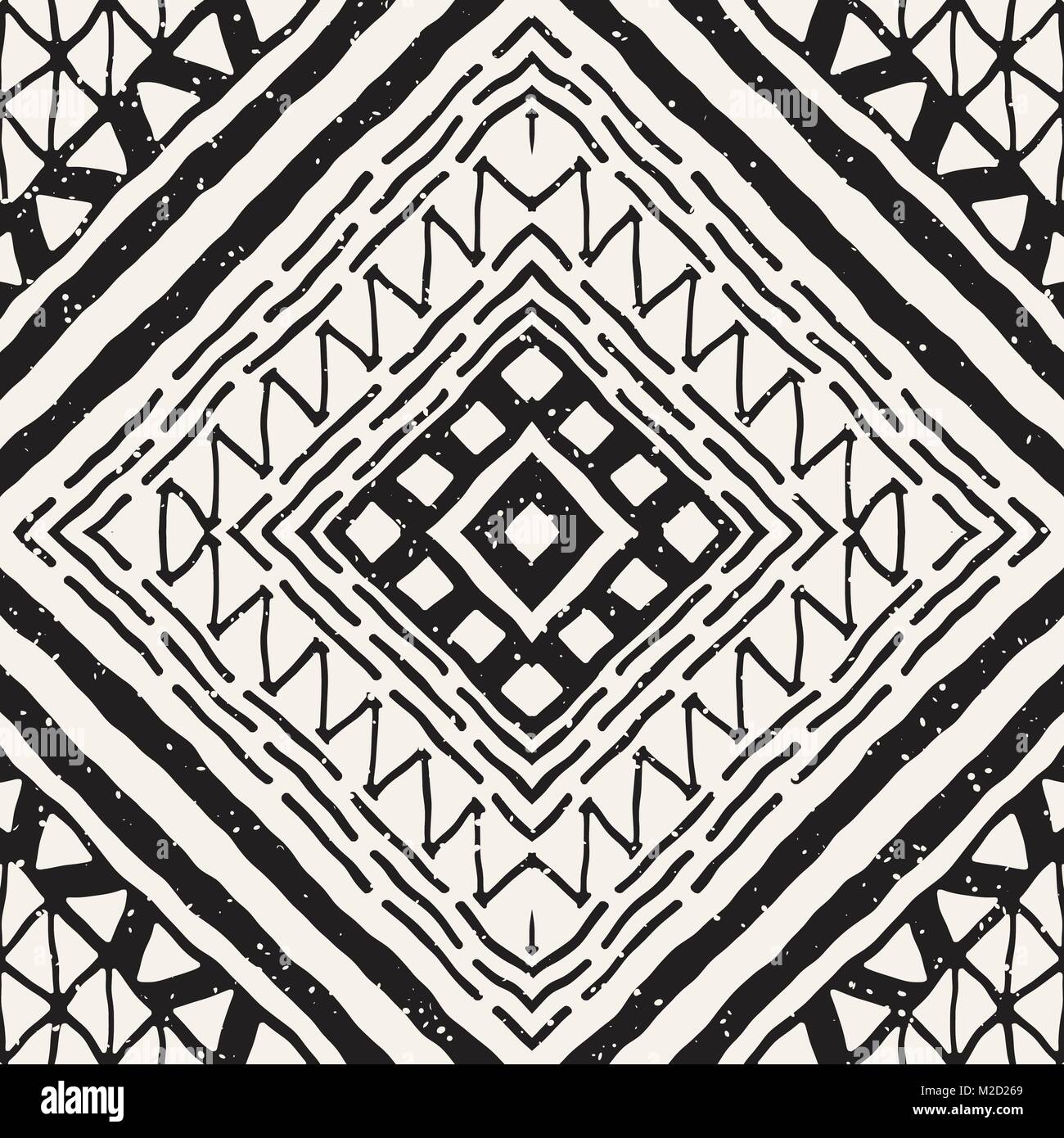 Seamless pattern ethniques et tribales. Bandes ornementales dessiné à la main. Noir et blanc pour vos textiles. Arrière-plan géométrique du vecteur. Illustration de Vecteur
