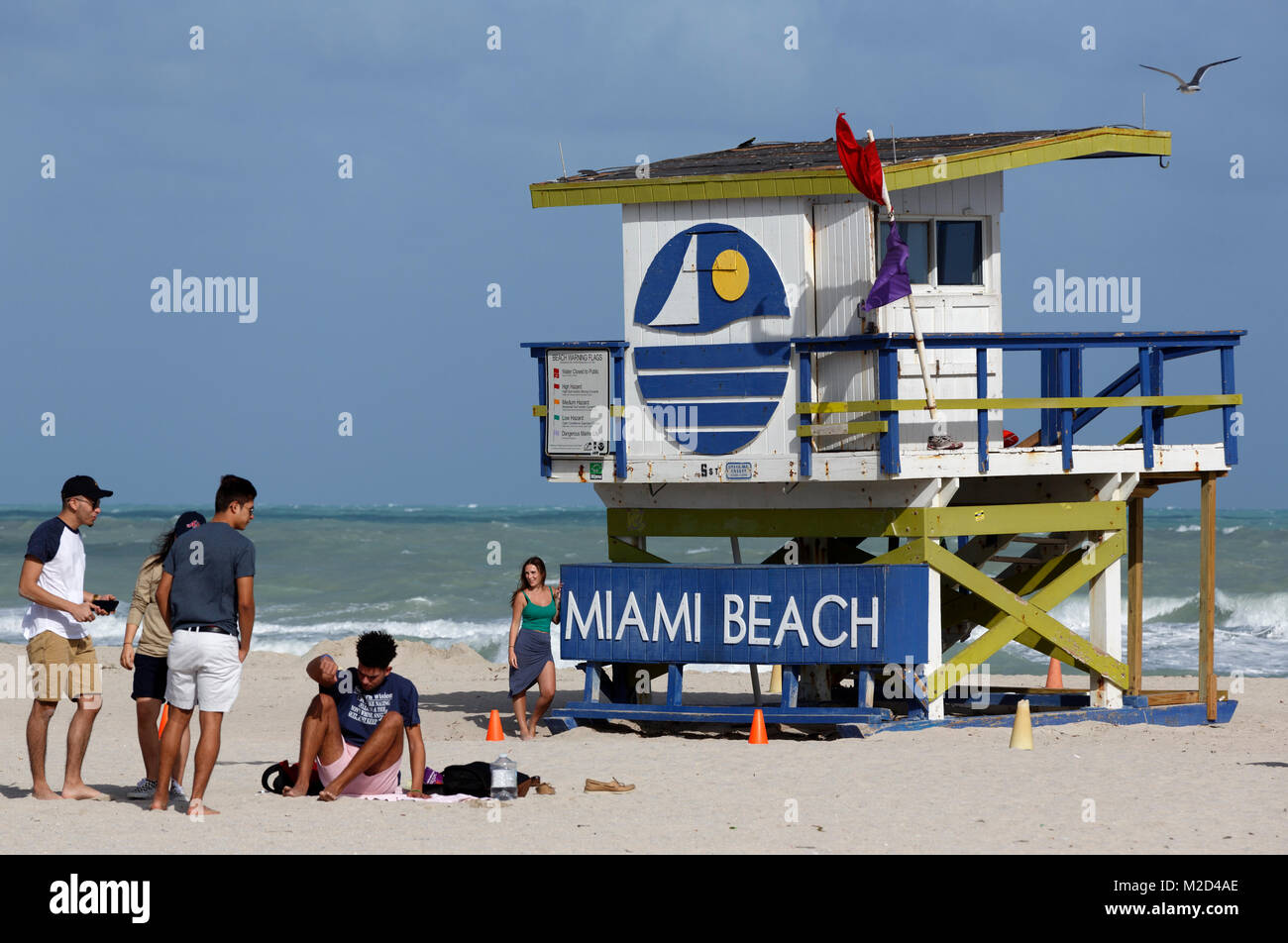 Lifeguard station, South Beach, Miami, Floride Banque D'Images
