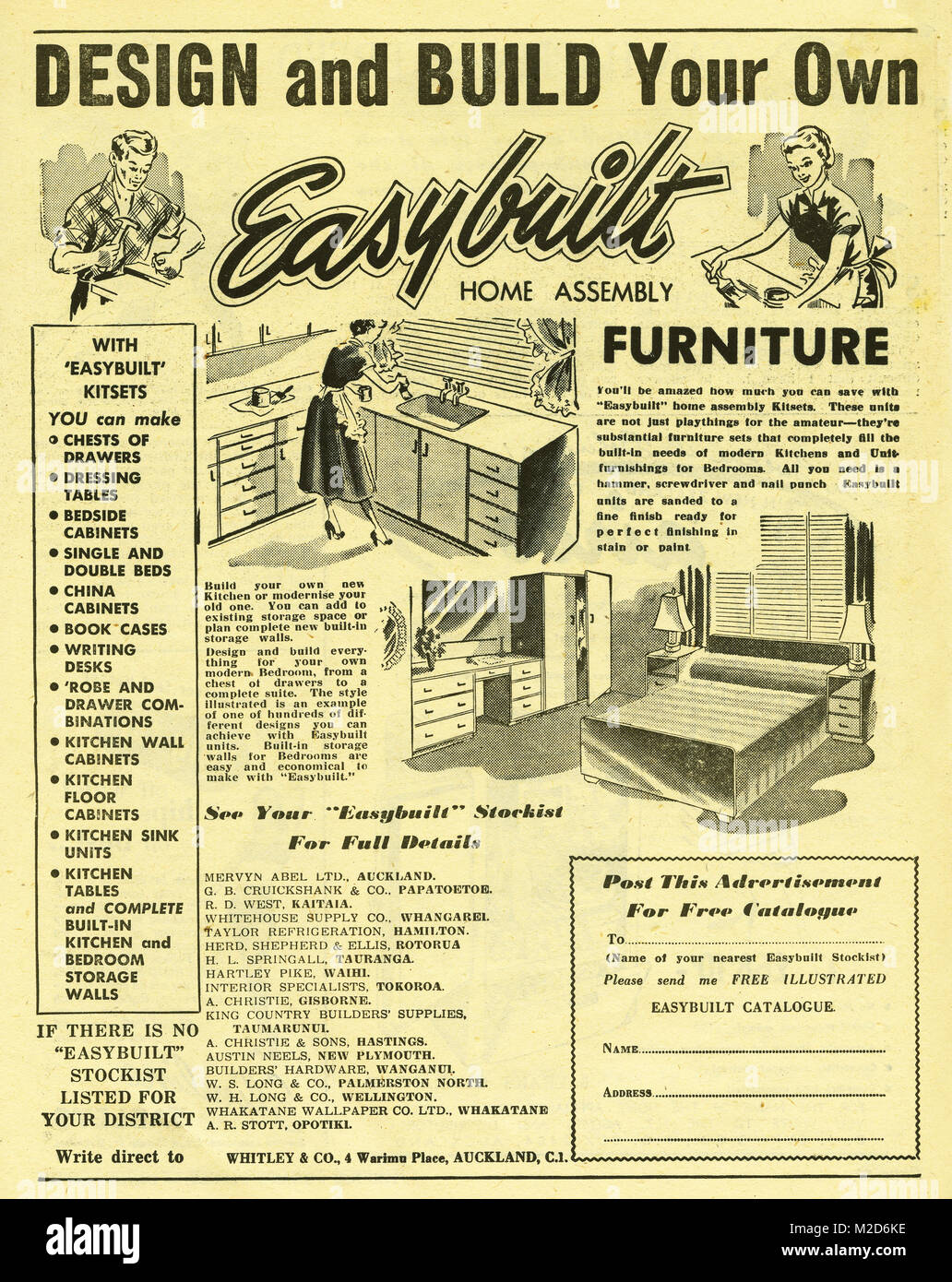 Publicité pour demi-teinte homebuilt kitset meubles. Du New Zealand Women's Weekly, 24 Décembre 1953 Banque D'Images