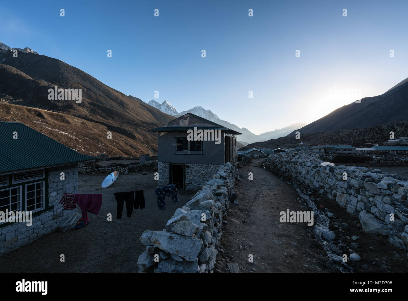 Coucher du soleil à Dingboche, Népal Banque D'Images