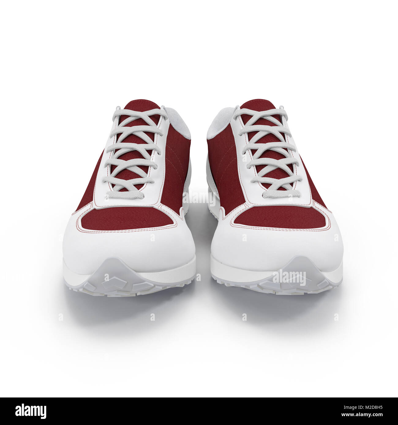 Paire de chaussures de sport lumineuse sur fond blanc. Vue de face. 3D  illustration Photo Stock - Alamy