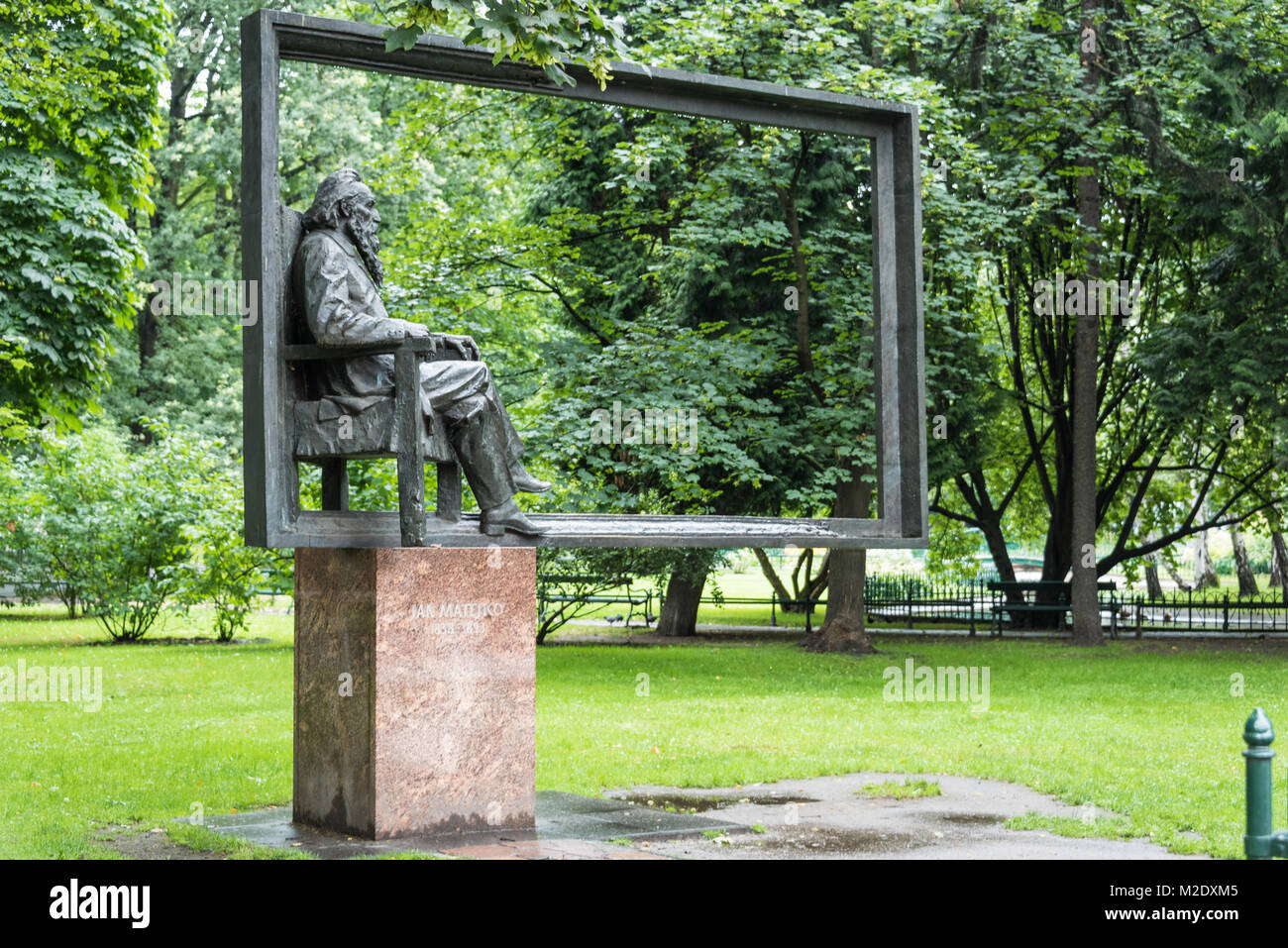 Sculpture de Jan Matejko, Jardins Planty, Cracovie, Pologne Banque D'Images