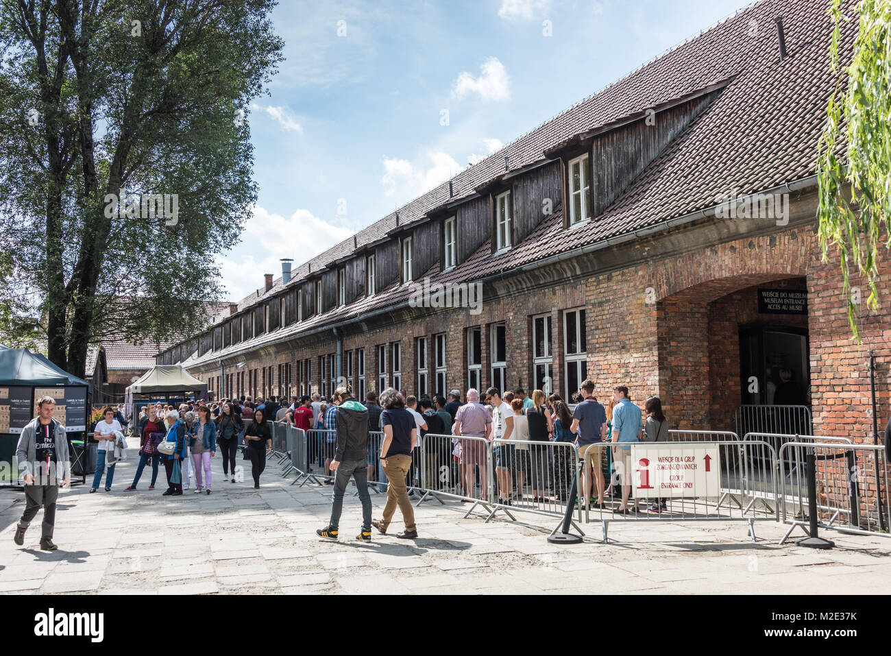 Centre d'accueil, le Camp de concentration d'Auschwitz, Pologne Banque D'Images