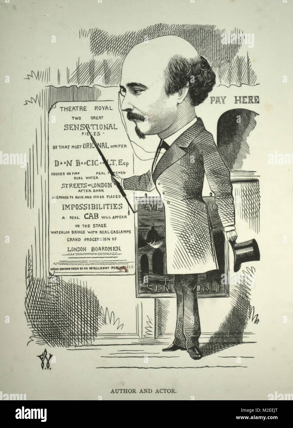 Caricature de Dion Boucicault, acteur et dramaturge irlandais Banque D'Images