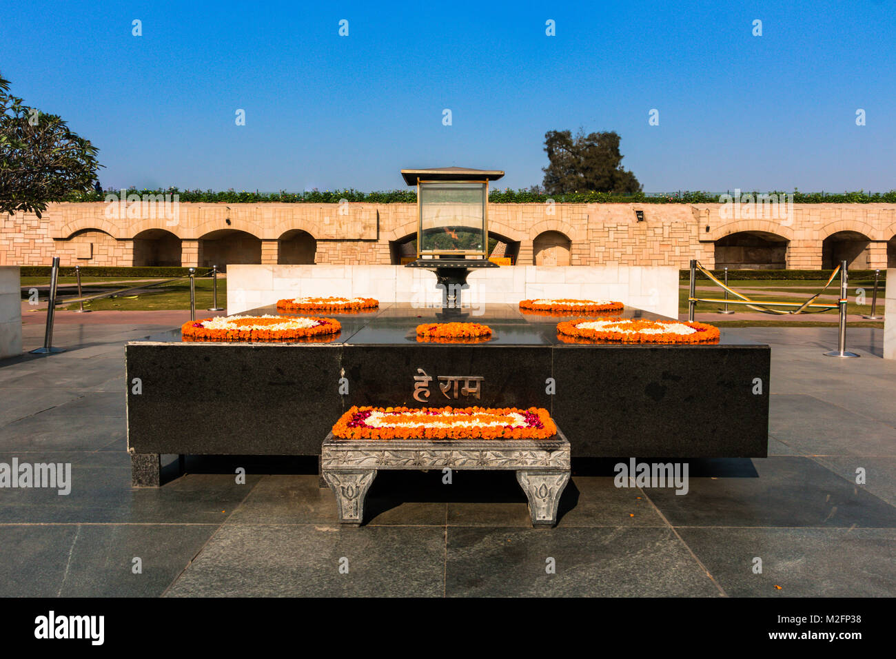 Raj Ghat - Mahatma Gandhi crématorium, New Delhi, Inde Banque D'Images