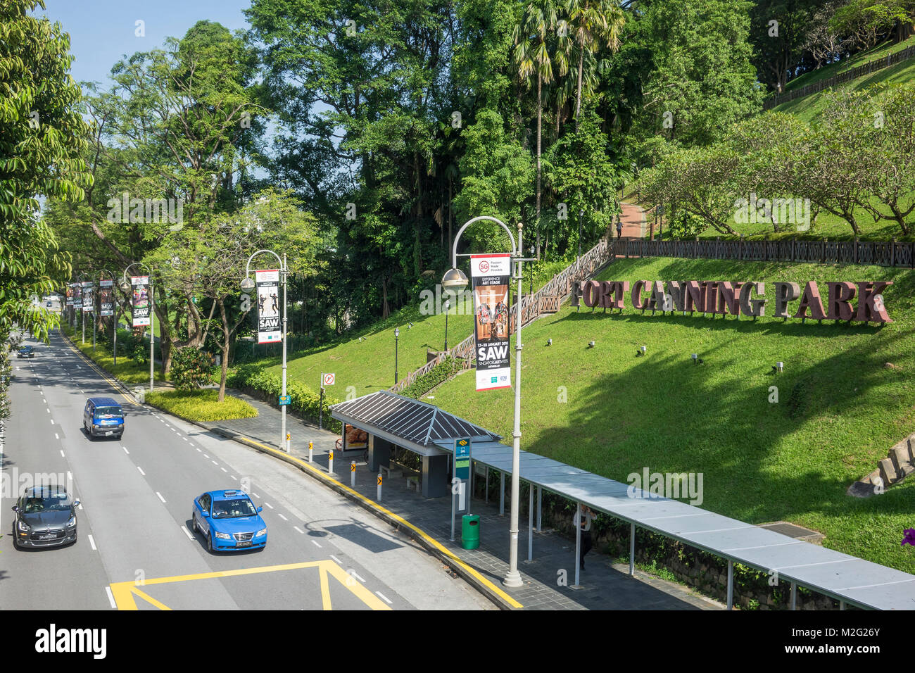 Singapour, Fort Canning Park et River Valley Road Banque D'Images