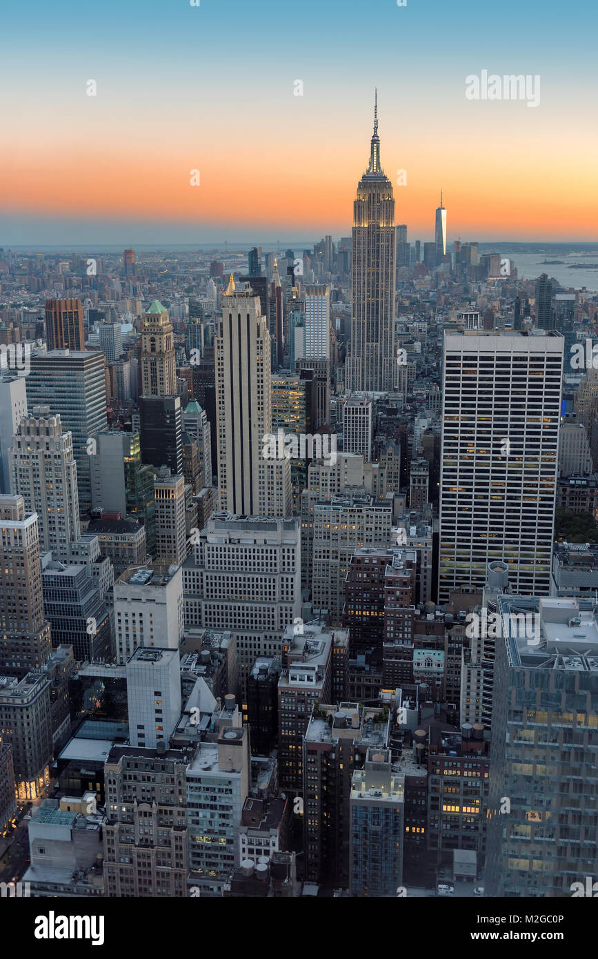 New York city skyline at sunset Banque D'Images