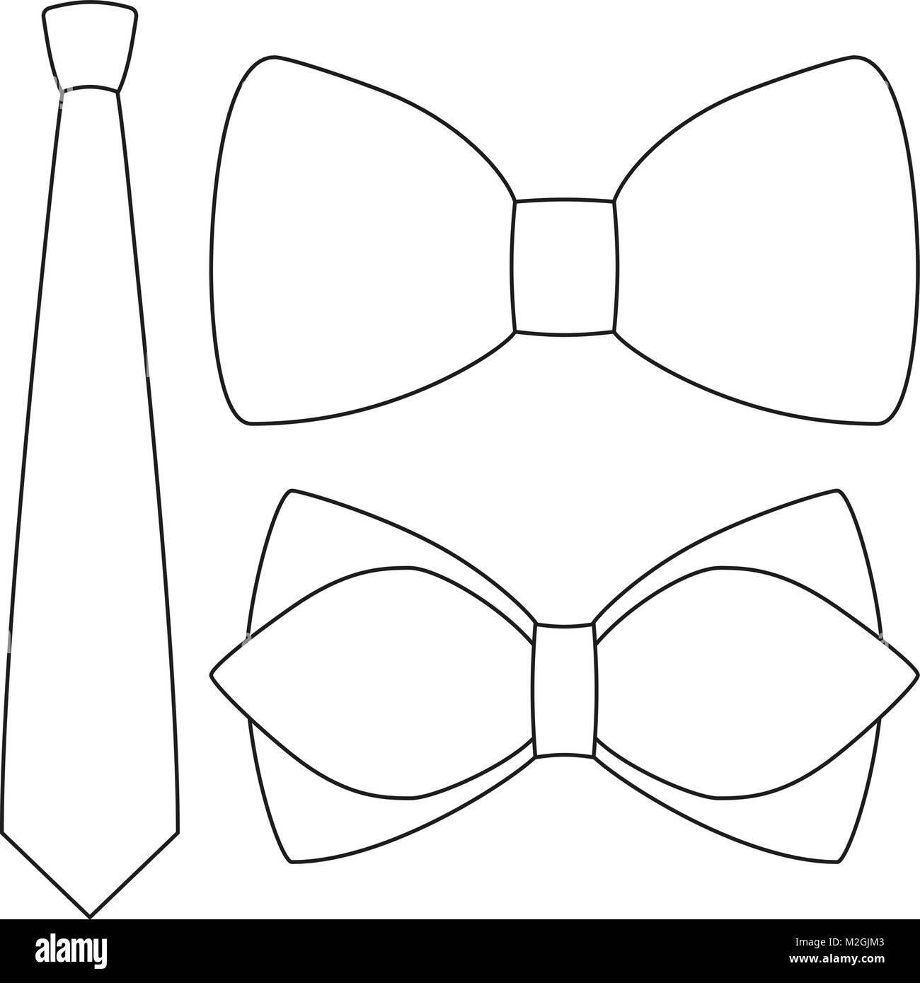 Ligne de l'icône affiche homme père papa jour hipster noeud papillon set. La page de coloriage pour adultes enfants. Maison de l'homme fashion illustration vectorielle de la carte cadeau Illustration de Vecteur