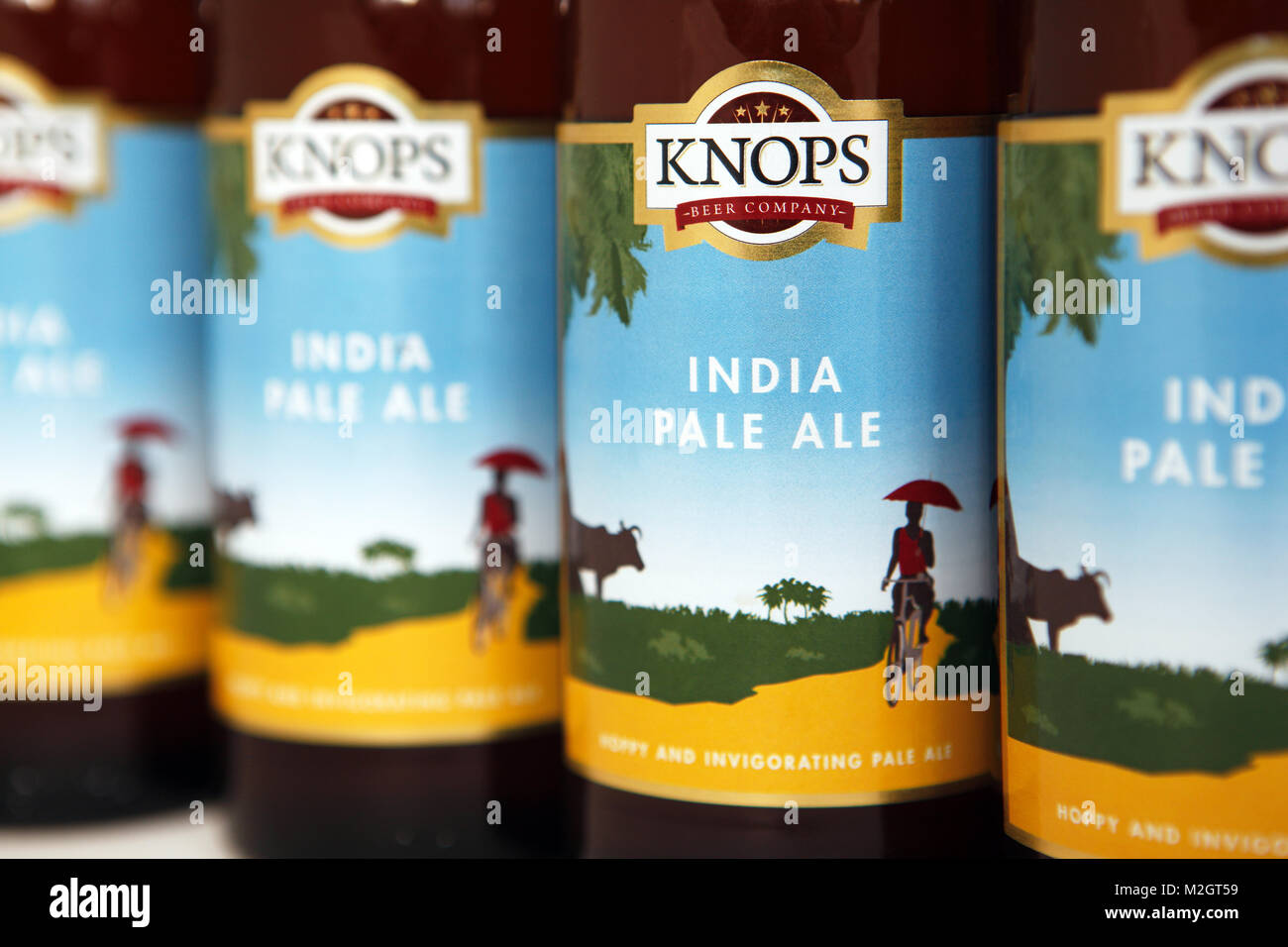 À partir de bouteilles de l'India Pale Ale La Knops Brewing Company dans la région de East Lothian,UK Brewery Ecosse Banque D'Images