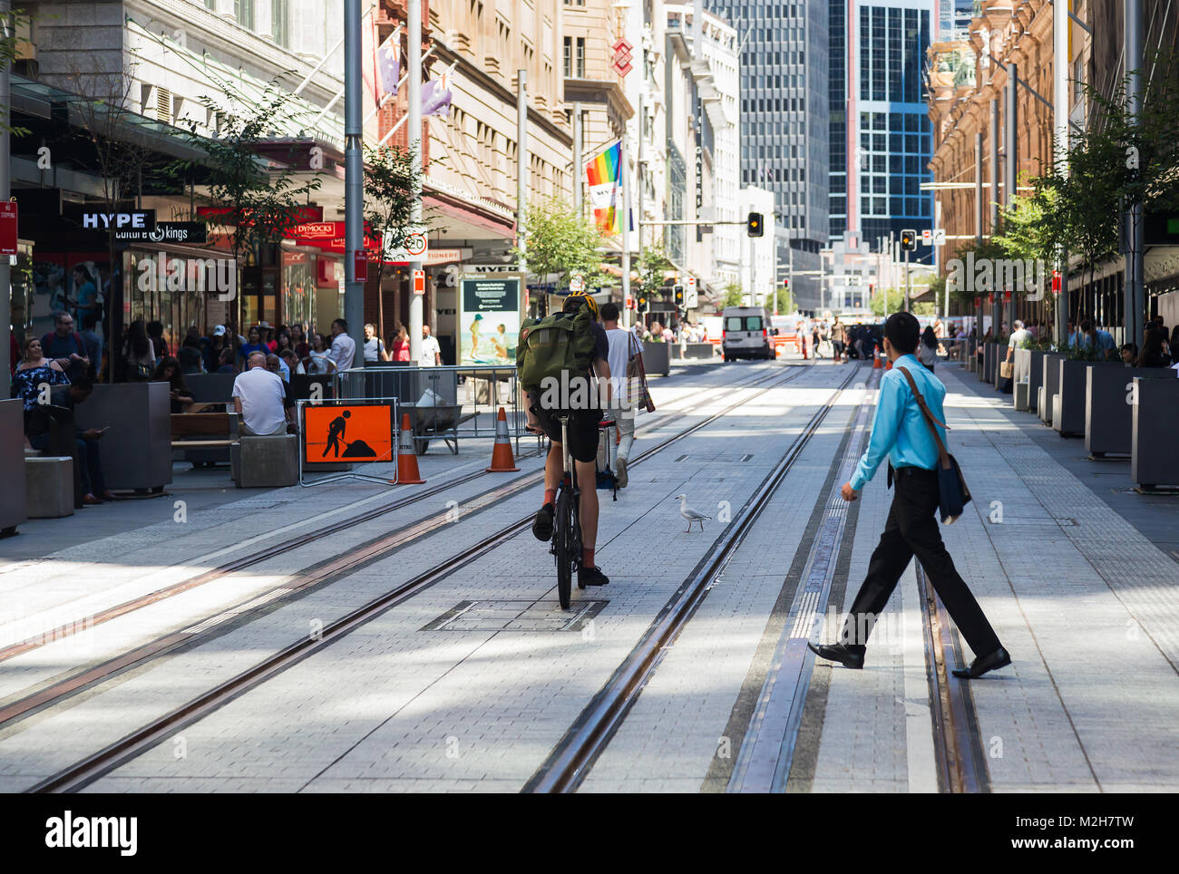 Le nouveau système de métro léger en cours, George Street, Sydney. Banque D'Images