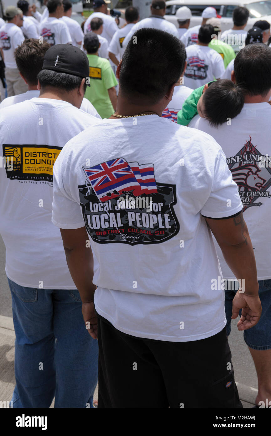 Les membres de plusieurs syndicats réunis en Union. Waikiki, Honolulu, Hawaii, USA Banque D'Images