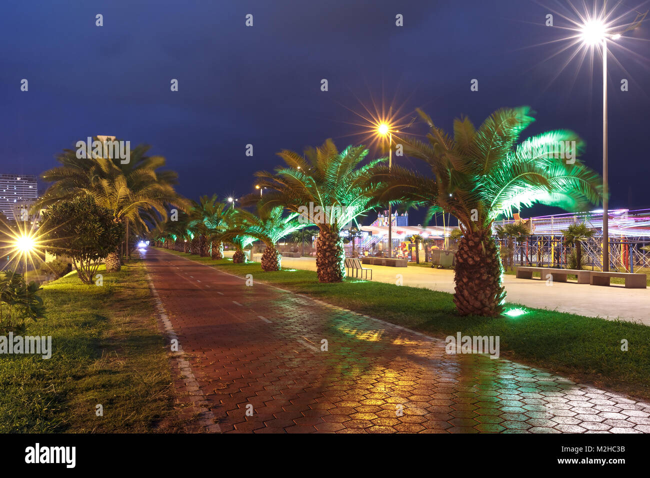 Grande roue sur Batumi promenade du front de mer, la Géorgie Banque D'Images