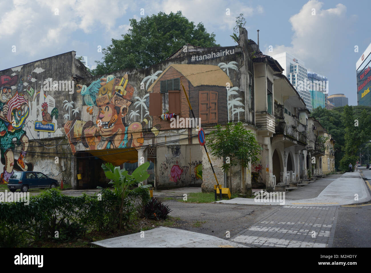 Kuala Lumpur, Malaisie - 1 novembre 2014 : des graffitis sur les vieilles maisons de style colonial, à Kuala Lumpur Banque D'Images