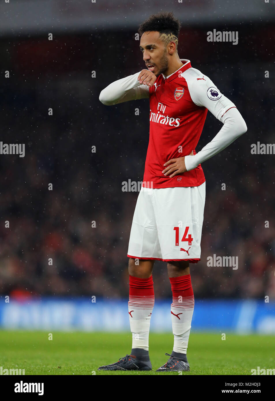 Pierre-Emerick Aubameyang de Arsenal - Everton v Arsenal, Premier League, Emirates Stadium, Londres - 3 février 2018. Banque D'Images