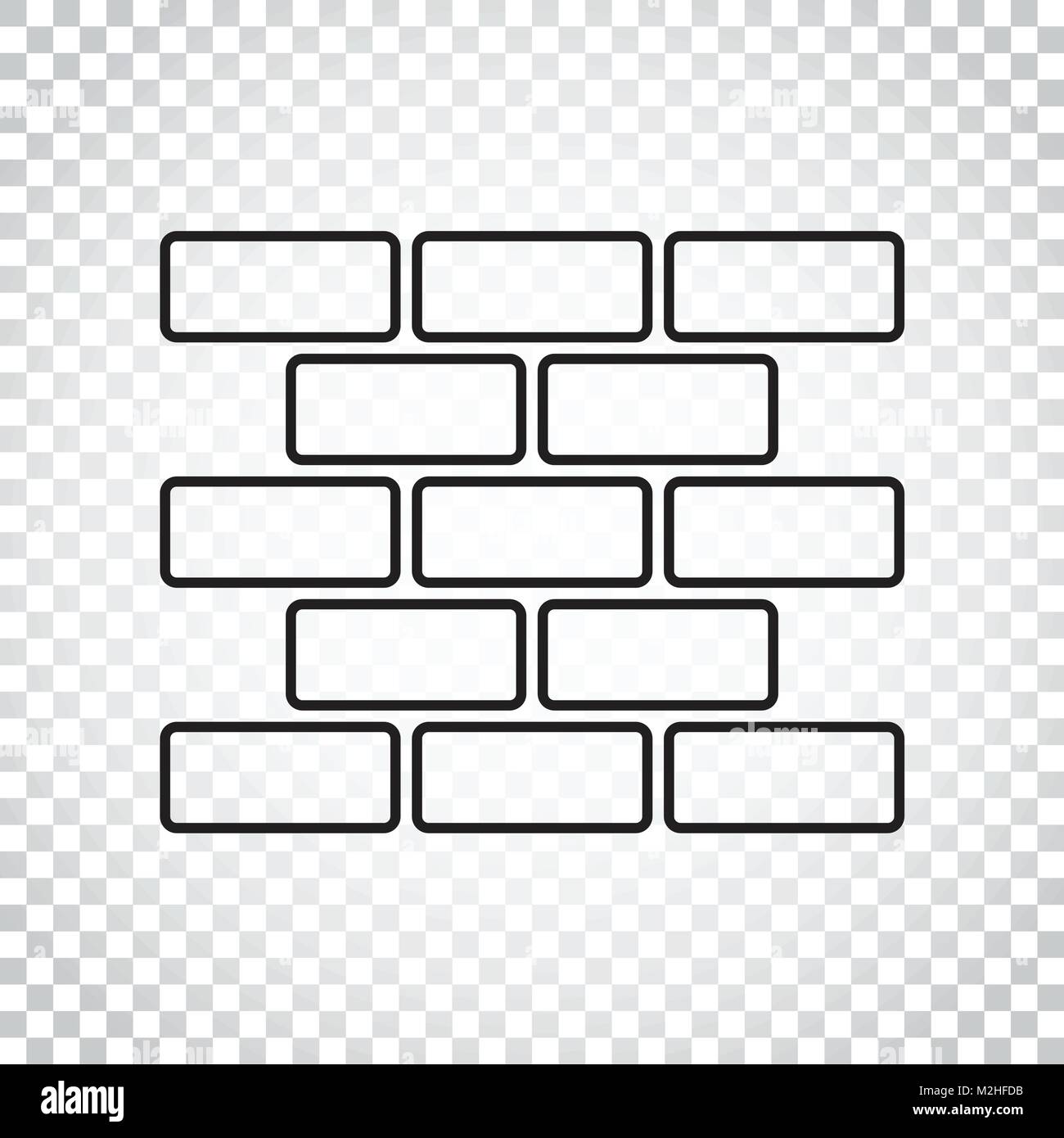 Style ligne mur brique icône dans le style plat sur fond isolé. Symbole ...