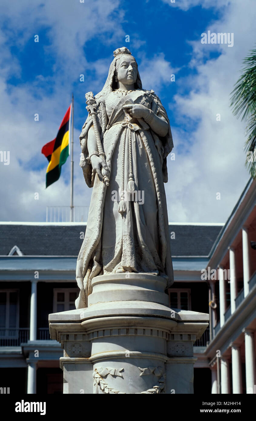 Port Louis, la reine Victoria monument , Gouvernment House, l'île Maurice Banque D'Images