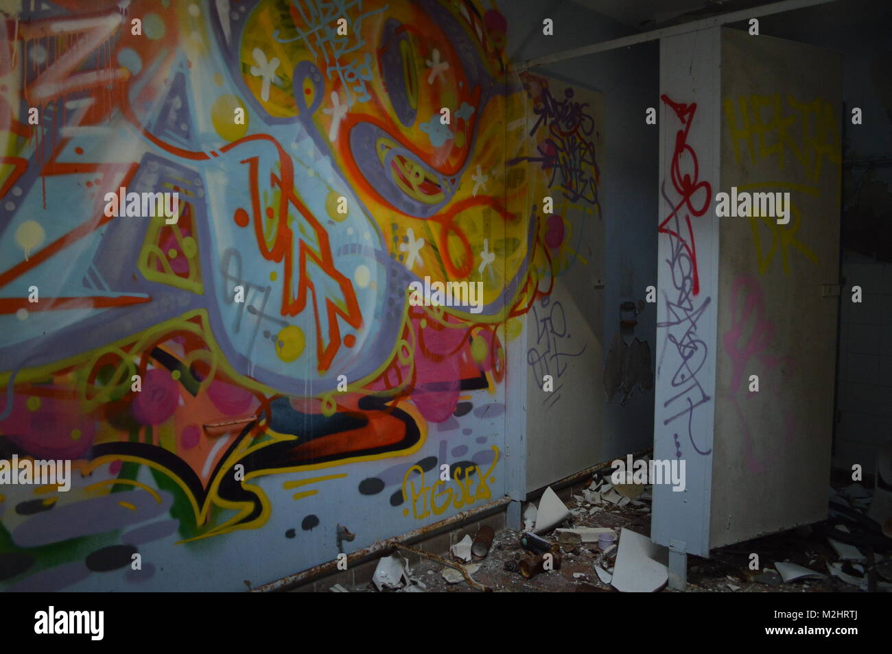 Toilettes dans un asile abandonné Banque D'Images