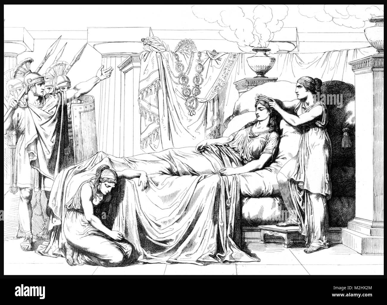 La mort de Cléopâtre, reine d'Egypte, 30 av. Banque D'Images